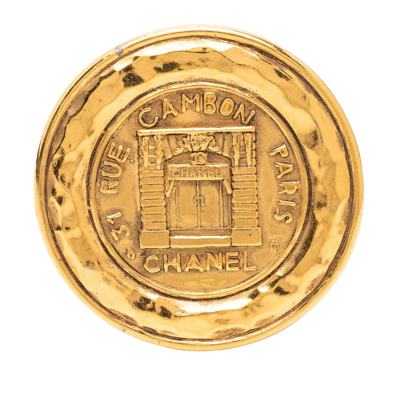 シャネル 31 RUE CAMBON カンボン ラウンド ブローチ ゴールド メッキ GP レディース CHANEL 【中古】