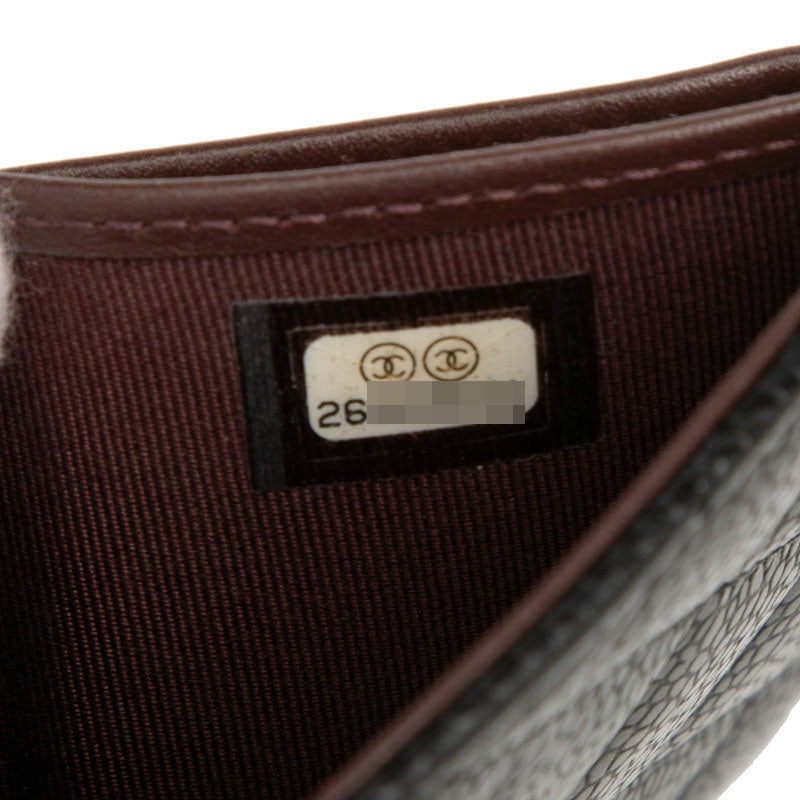 シャネル マトラッセ ココマーク 三つ折り財布 ブラック ゴールド金具 キャビアスキン レディース CHANEL 【中古】