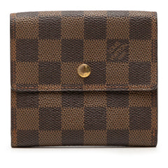ルイ ヴィトン ダミエ ポルトフォイユ エリーズ 二つ折り財布 N61654 ブラウン PVC レザー レディース LOUIS VUITTON 【中古】