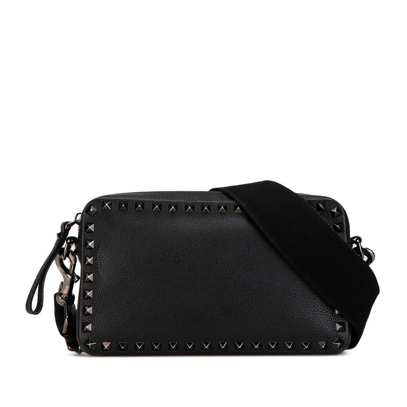 ヴァレンティノ ロックスタッズ ショルダーバッグ ブラック レザー レディース VALENTINO 【中古】