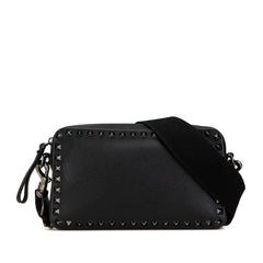 ヴァレンティノ ロックスタッズ ショルダーバッグ ブラック レザー レディース VALENTINO 【中古】