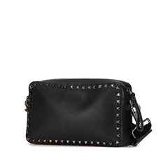 ヴァレンティノ ロックスタッズ ショルダーバッグ ブラック レザー レディース VALENTINO 【中古】