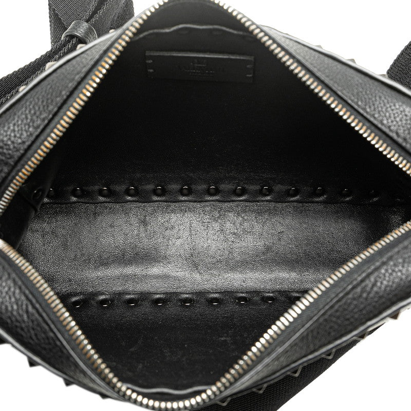ヴァレンティノ ロックスタッズ ショルダーバッグ ブラック レザー レディース VALENTINO 【中古】