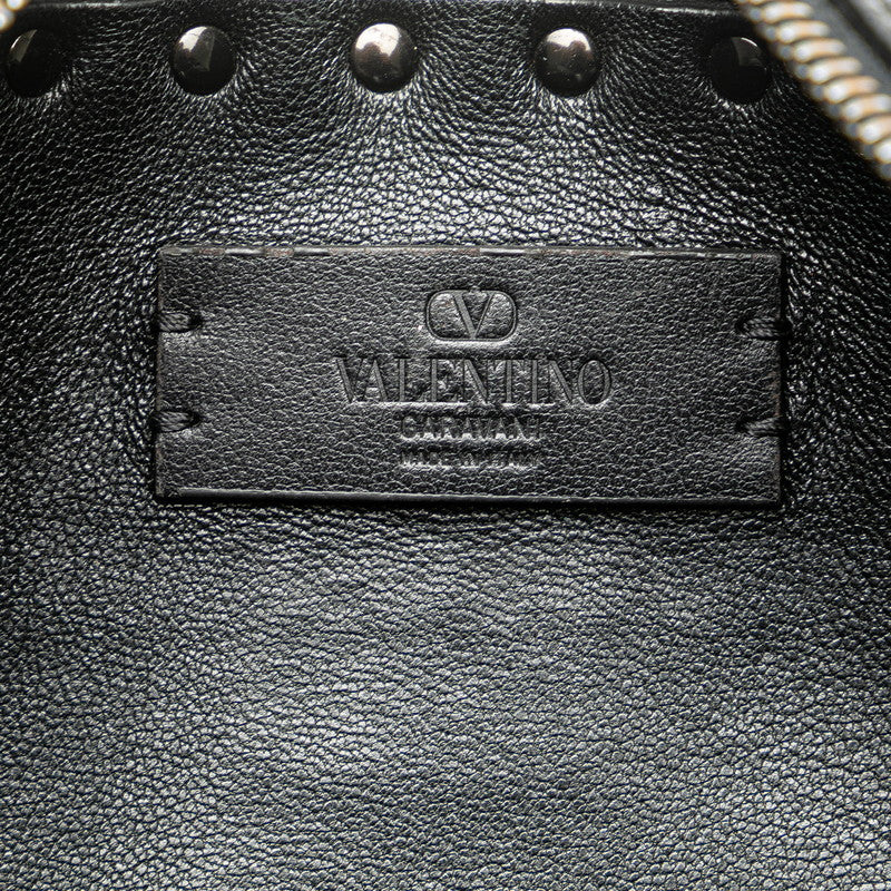 ヴァレンティノ ロックスタッズ ショルダーバッグ ブラック レザー レディース VALENTINO 【中古】