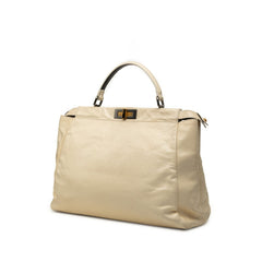 フェンディ ピーカブー ラージ ハンドバッグ ワンショルダーバッグ 2WAY 8BN210 ホワイト アイボリー エナメル レディース FENDI 【中古】