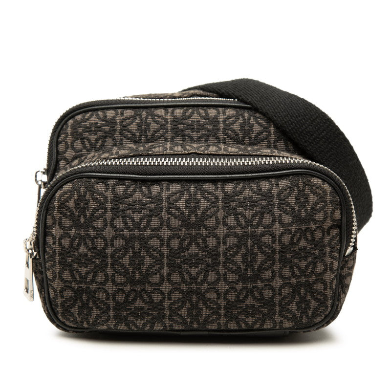 ロエベ アナグラム 斜め掛け ショルダーバッグ ブラウン キャンバス レザー レディース LOEWE 中古