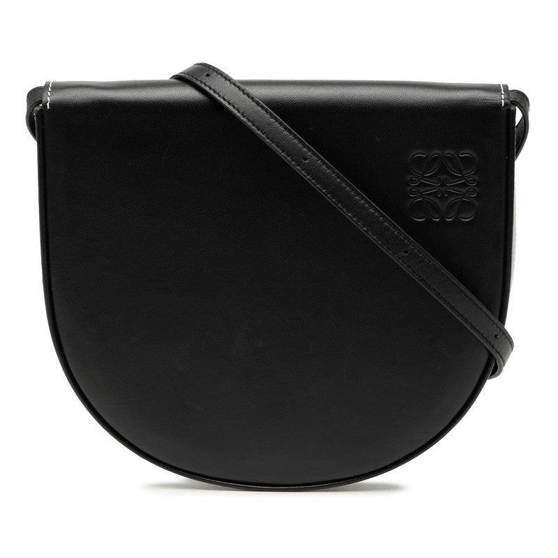 ロエベ アナグラム ヒールバッグ 斜め掛け ショルダーバッグ ブラック レザー レディース LOEWE 【中古】