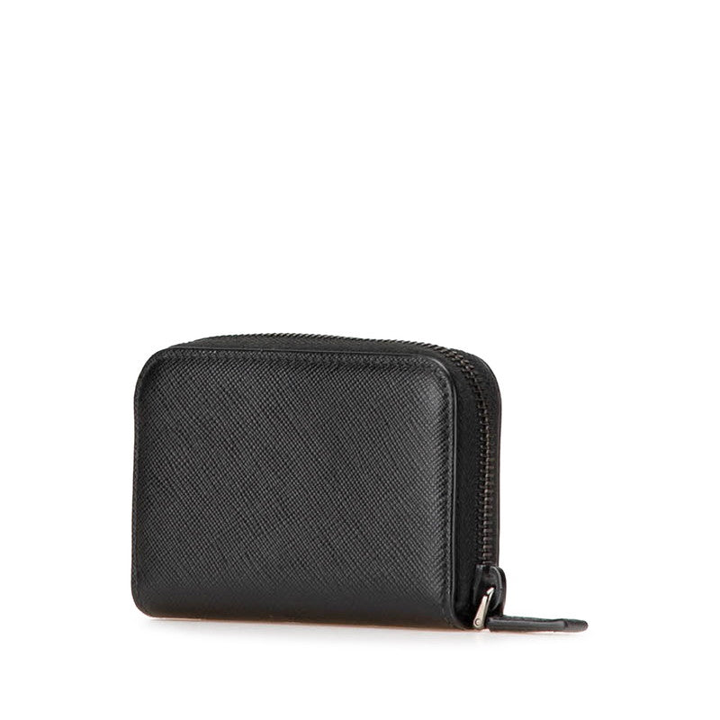プラダ サフィアーノ ラウンドファスナー コインケース ブラック レザー レディース PRADA 【中古】