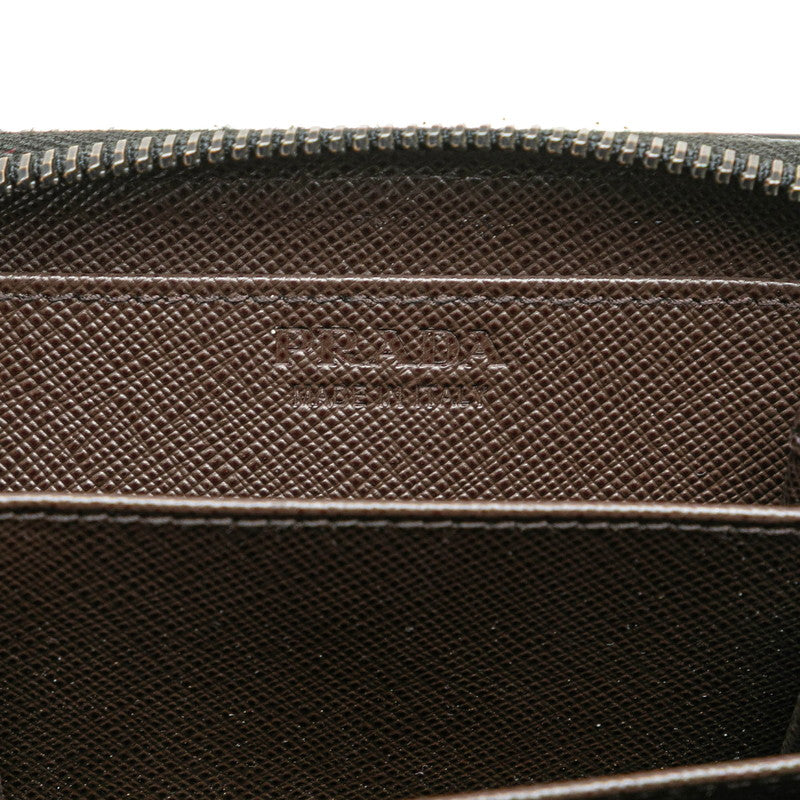 プラダ サフィアーノ ラウンドファスナー コインケース ブラック レザー レディース PRADA 【中古】