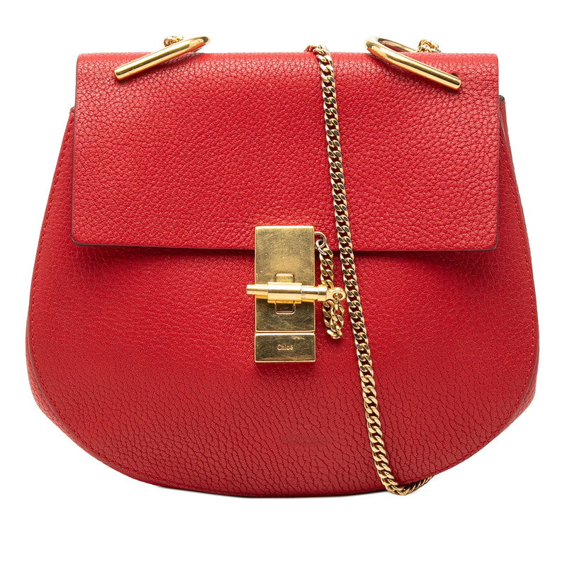 クロエ ドリュー チェーン ショルダーバッグ レッド レザー レディース Chloe 【中古】