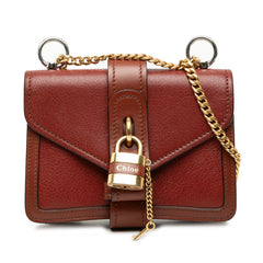クロエ アビー 斜め掛け チェーン ショルダーバッグ ブラウン ゴールド レザー メッキ レディース Chloe 【中古】