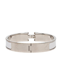 エルメス クリックH GM ブレスレット バングル シルバー ホワイト メタル エナメル レディース HERMES 【中古】