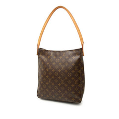 ルイ ヴィトン モノグラム ルーピングGM ショルダーバッグ ハンドバッグ M51145 ブラウン PVC レザー レディース LOUIS VUITTON 中古