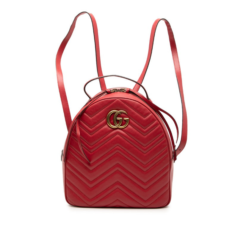 グッチ GGマーモント リュック バックパック 476671 レッド レザー レディース GUCCI 【中古】
