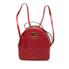 グッチ GGマーモント リュック バックパック 476671 レッド レザー レディース GUCCI 【中古】