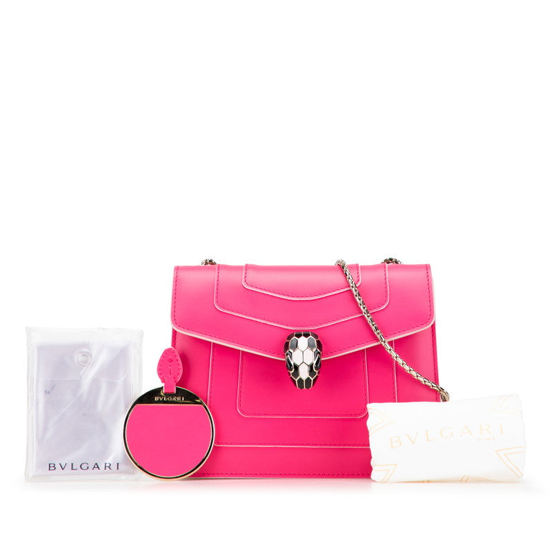 ブルガリ セルペンティ フォーエバー チェーン ショルダーバッグ ピンク レザー レディース BVLGARI 【中古】