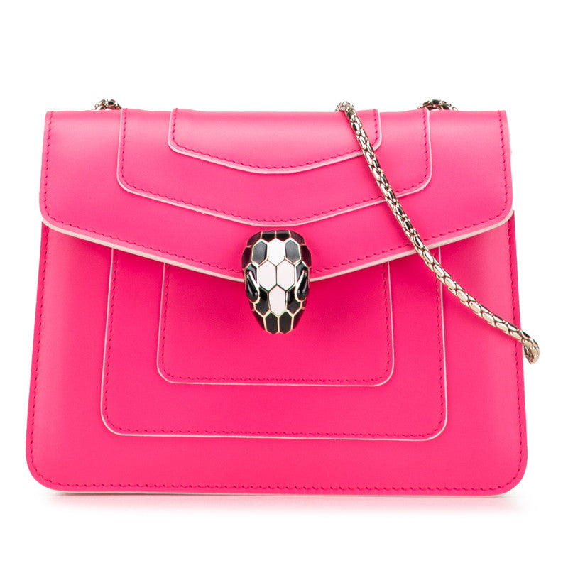 ブルガリ セルペンティ フォーエバー チェーン ショルダーバッグ ピンク レザー レディース BVLGARI 【中古】