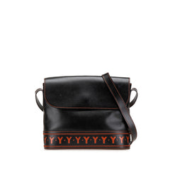 イヴ サンローラン ヴィンテージ YSL カットアウト 斜め掛け ショルダーバッグ ブラック オレンジ レザー レディース YVES SAINT LAURENT 【中古】