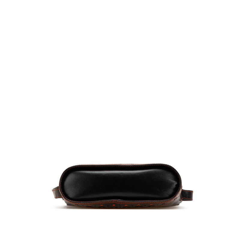 イヴ サンローラン ヴィンテージ YSL カットアウト 斜め掛け ショルダーバッグ ブラック オレンジ レザー レディース YVES SAINT LAURENT 【中古】