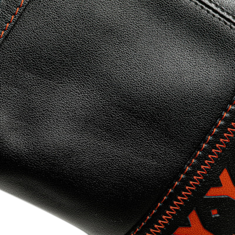 イヴ サンローラン ヴィンテージ YSL カットアウト 斜め掛け ショルダーバッグ ブラック オレンジ レザー レディース YVES SAINT LAURENT 【中古】