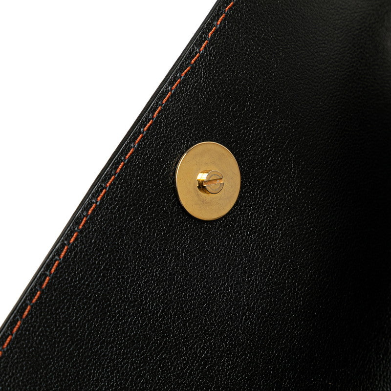 イヴ サンローラン ヴィンテージ YSL カットアウト 斜め掛け ショルダーバッグ ブラック オレンジ レザー レディース YVES SAINT LAURENT 【中古】