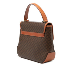 セリーヌ マカダム トップハンドル ハンドバッグ ブラウン PVC レザー レディース CELINE 【中古】