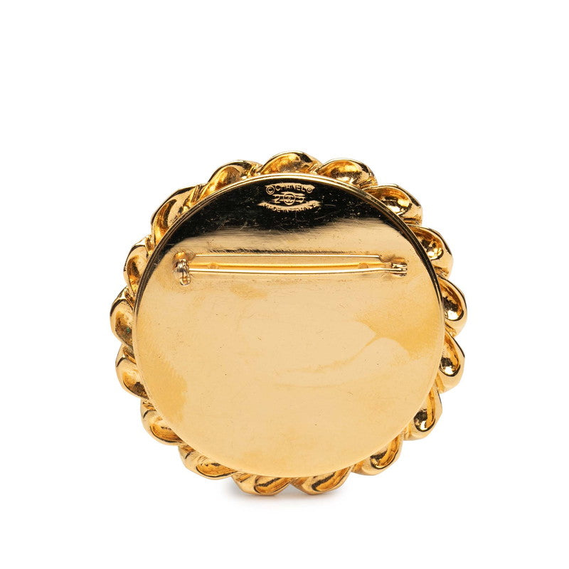 シャネル ココマーク ラウンド ミラー ブローチ ゴールド メッキ レディース CHANEL 【中古】