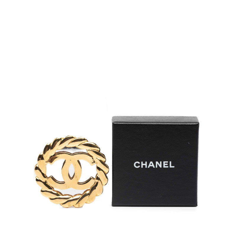 シャネル ココマーク ラウンド ミラー ブローチ ゴールド メッキ レディース CHANEL 【中古】