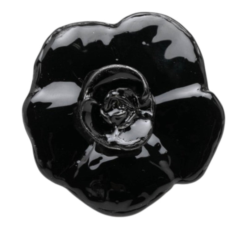 シャネル カメリア リング 指輪 01A シルバー ブラック メタル レディース CHANEL 【中古】