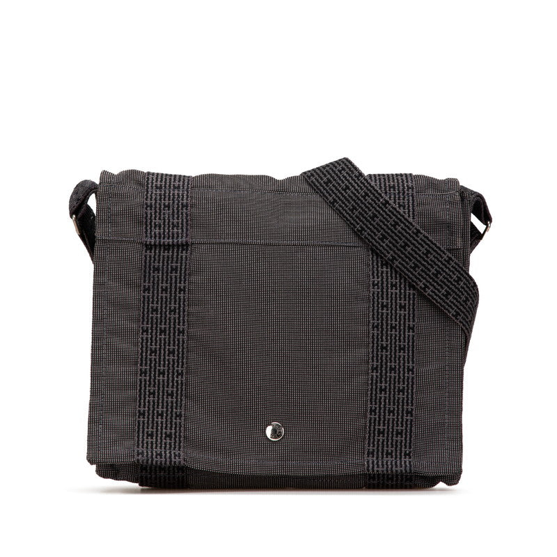 エルメス エールライン バサスPM 斜め掛け ショルダーバッグ グレー キャンバス レディース HERMES 【中古】