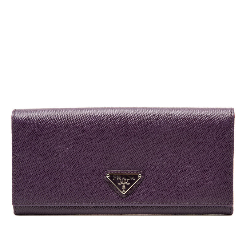 プラダ 三角ロゴプレート 長財布 パープル サフィアーノレザー レディース PRADA 【中古】
