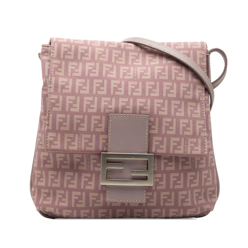 フェンディ ズッキーノ 斜め掛け ショルダーバッグ ライトパープル系 キャンバス レザー レディース FENDI 【中古】