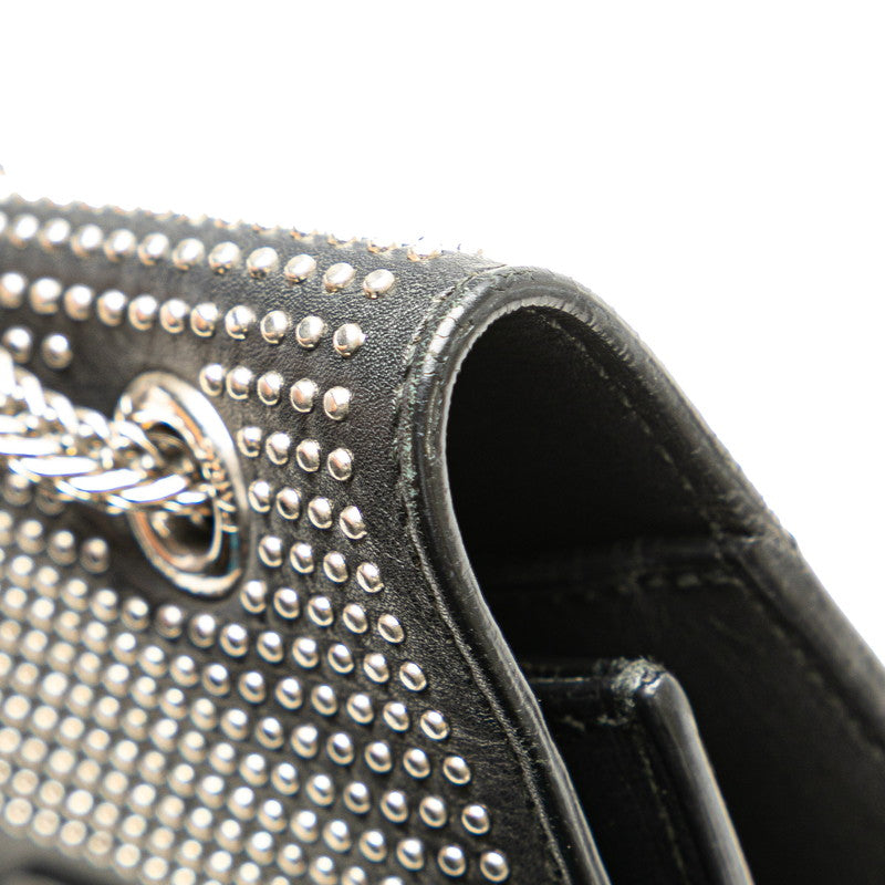 サンローラン ベティ スタッズ チェーン ショルダーバッグ ブラック シルバー レザー レディース SAINT LAURENT 【中古】