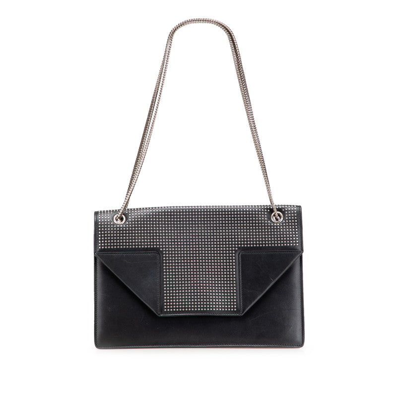 サンローラン ベティ スタッズ チェーン ショルダーバッグ ブラック シルバー レザー レディース SAINT LAURENT 【中古】