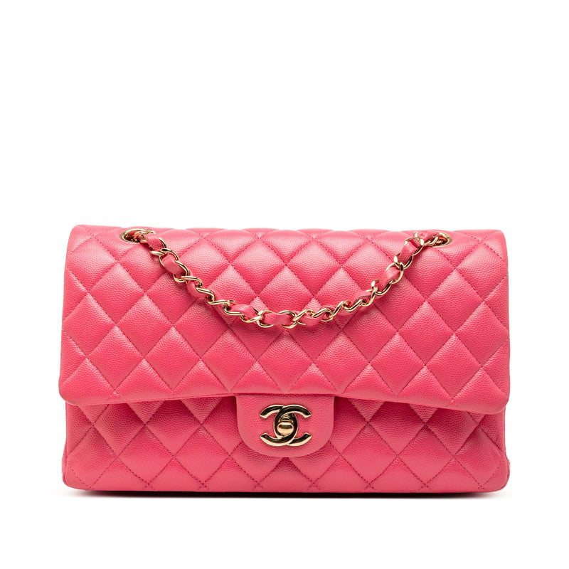 シャネル マトラッセ ココマーク チェーン ショルダーバッグ ピンク キャビアスキン レディース CHANEL 【中古】