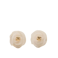シャネル ココマーク カメリア 花 モチーフ イヤリング ホワイト ゴールド メッキ レディース CHANEL 【中古】