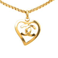 シャネル ヴィンテージ ココマーク ハート モチーフ ローグ チェーン ネックレス ゴールド メッキ レディース CHANEL 【中古】