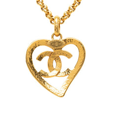 シャネル ヴィンテージ ココマーク ハート モチーフ ローグ チェーン ネックレス ゴールド メッキ レディース CHANEL 【中古】