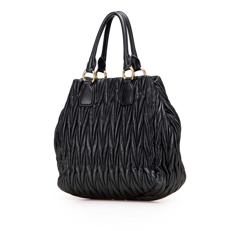 ミュウミュウ マテラッセ トートバッグ ショルダーバッグ 2WAY ブラック レザー レディース MIUMIU 【中古】