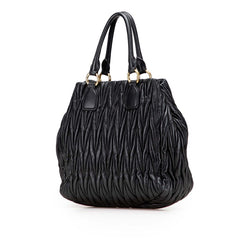 ミュウミュウ マテラッセ トートバッグ ショルダーバッグ 2WAY ブラック レザー レディース MIUMIU 【中古】