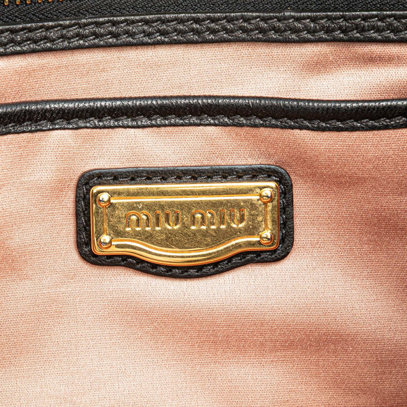 ミュウミュウ マテラッセ トートバッグ ショルダーバッグ 2WAY ブラック レザー レディース MIUMIU 【中古】