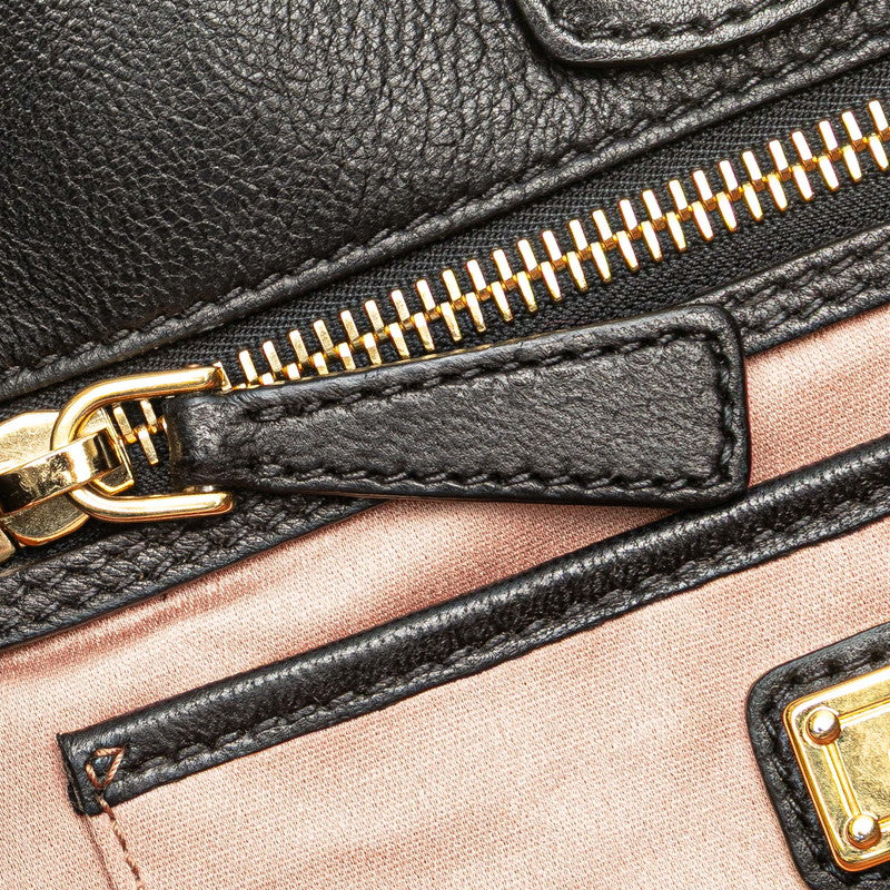 ミュウミュウ マテラッセ トートバッグ ショルダーバッグ 2WAY ブラック レザー レディース MIUMIU 【中古】