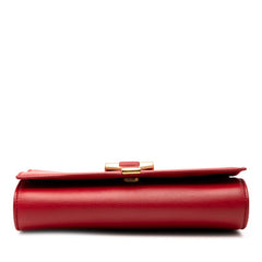サンローラン クラシック Yライン サッチェル スモール チェーンショルダーバッグ 311215 レッド レザー レディース SAINT LAURENT 【中古】