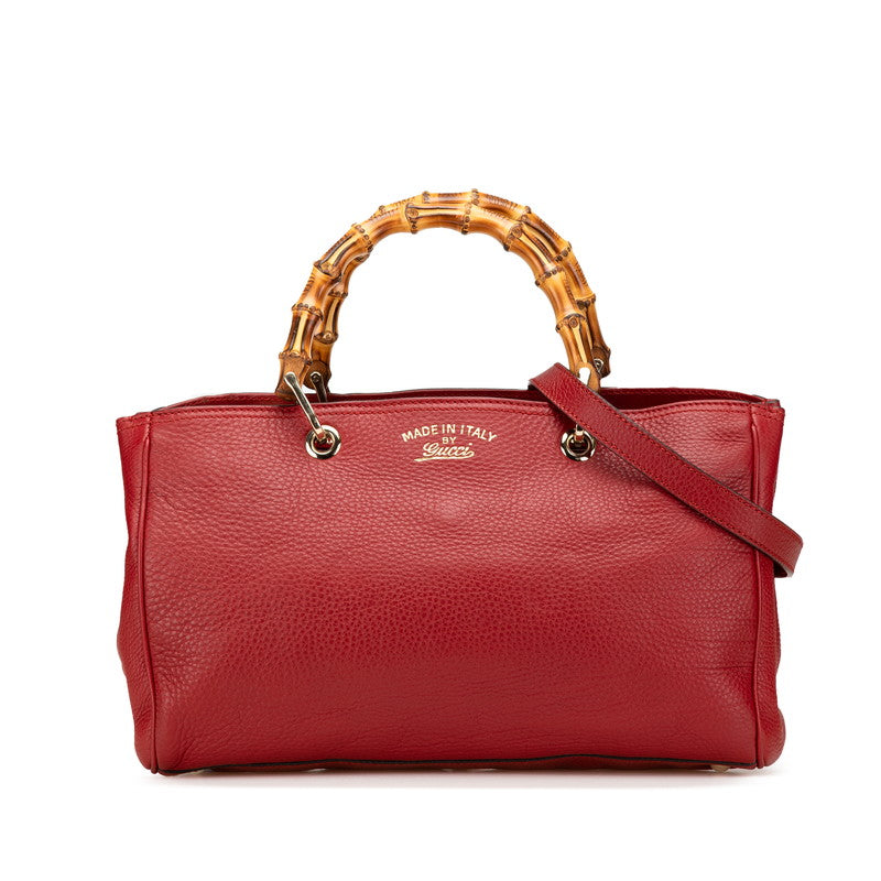 グッチ バンブー ハンドバッグ ショルダーバッグ 2WAY 323660 レッド レザー レディース GUCCI 【中古】