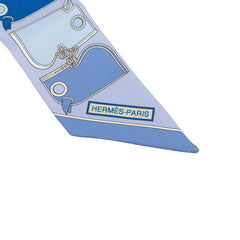 エルメス ツイリー カマイユ スカーフ 新タグ ブルー シルク レディース HERMES 【中古】
