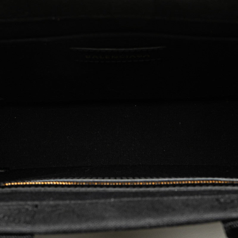 バレンシアガ ハードウェア スモール トートバッグ ショルダーバッグ 2WAY 671402 ブラック キャンバス レザー レディース BALENCIAGA 【中古】