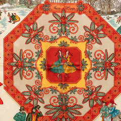 エルメス カレ90 冬の愉しみ Joies d'Hiver スカーフ レッド マルチカラー シルク レディース HERMES 【中古】