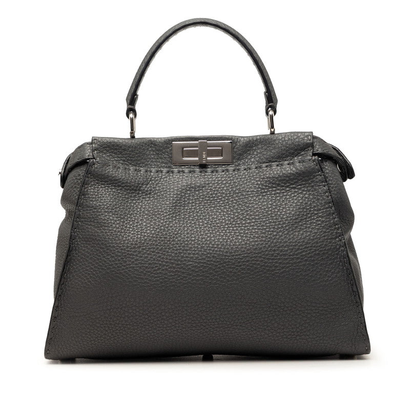 フェンディ セレリア ピーカブー ミディアム ハンドバッグ 8BN226 グレー レザー レディース FENDI 【中古】