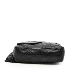 シャネル ココマーク マトラッセ タッセル チェーンショルダーバッグ ブラック ラムスキン レディース CHANEL 【中古】