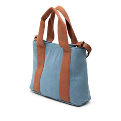 クロエ ロゴ ハンドバッグ ショルダーバッグ 2WAY ブルー ブラウン デニム レザー レディース Chloe 【中古】